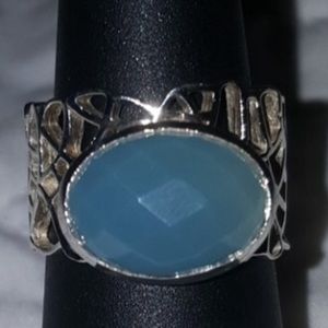 Artisan Ring   Openwork Setting   Blue Chalcedony